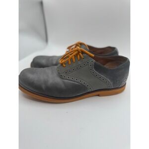 UGG Leather Oxford Dress Shoes Wingtip Brogue Gray Orange Laces 10.5